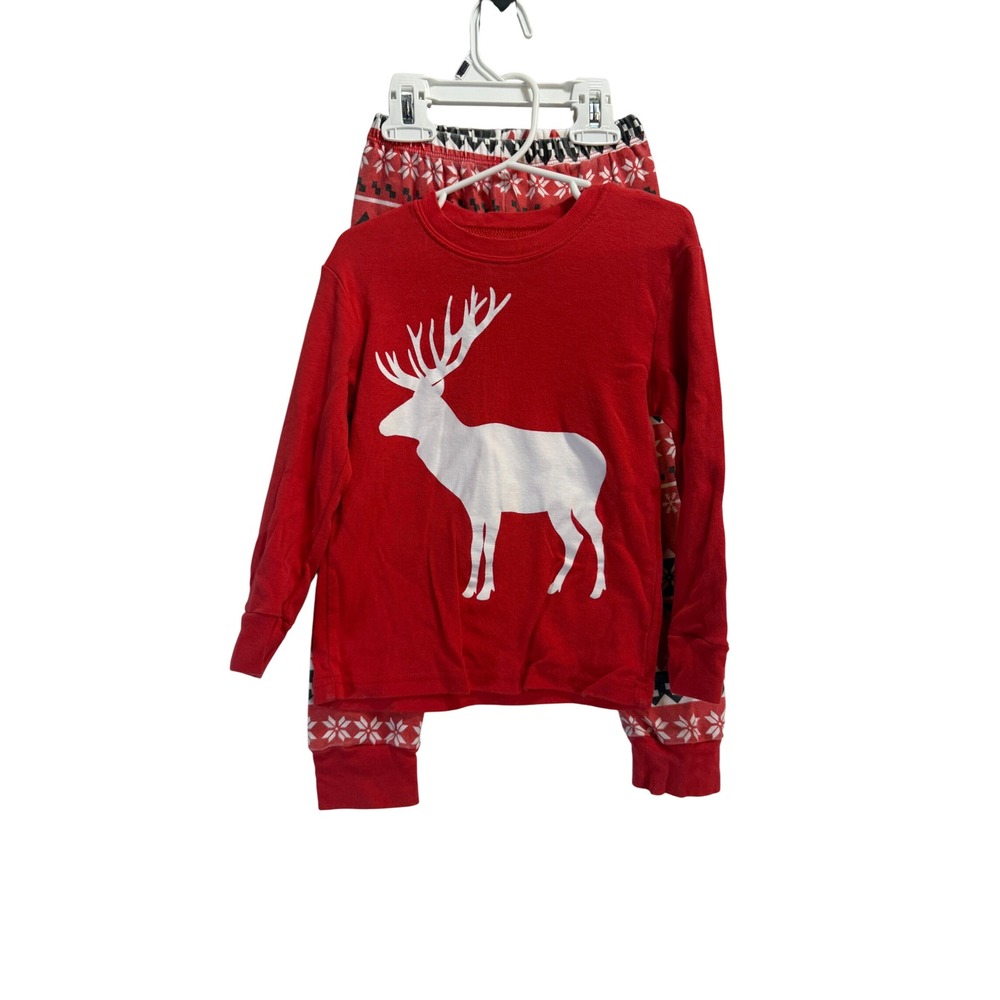 IF Pajamas Kids 4T Red Reindeer Fair Isle Cotton Snug Fit Holiday Pajama Set